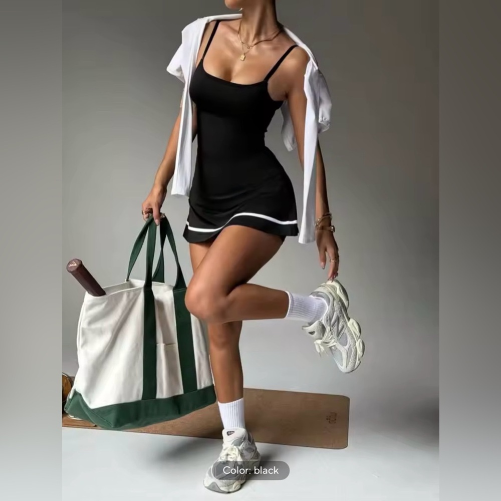 New Arrivals! Black Athletic Dress with White Trim~